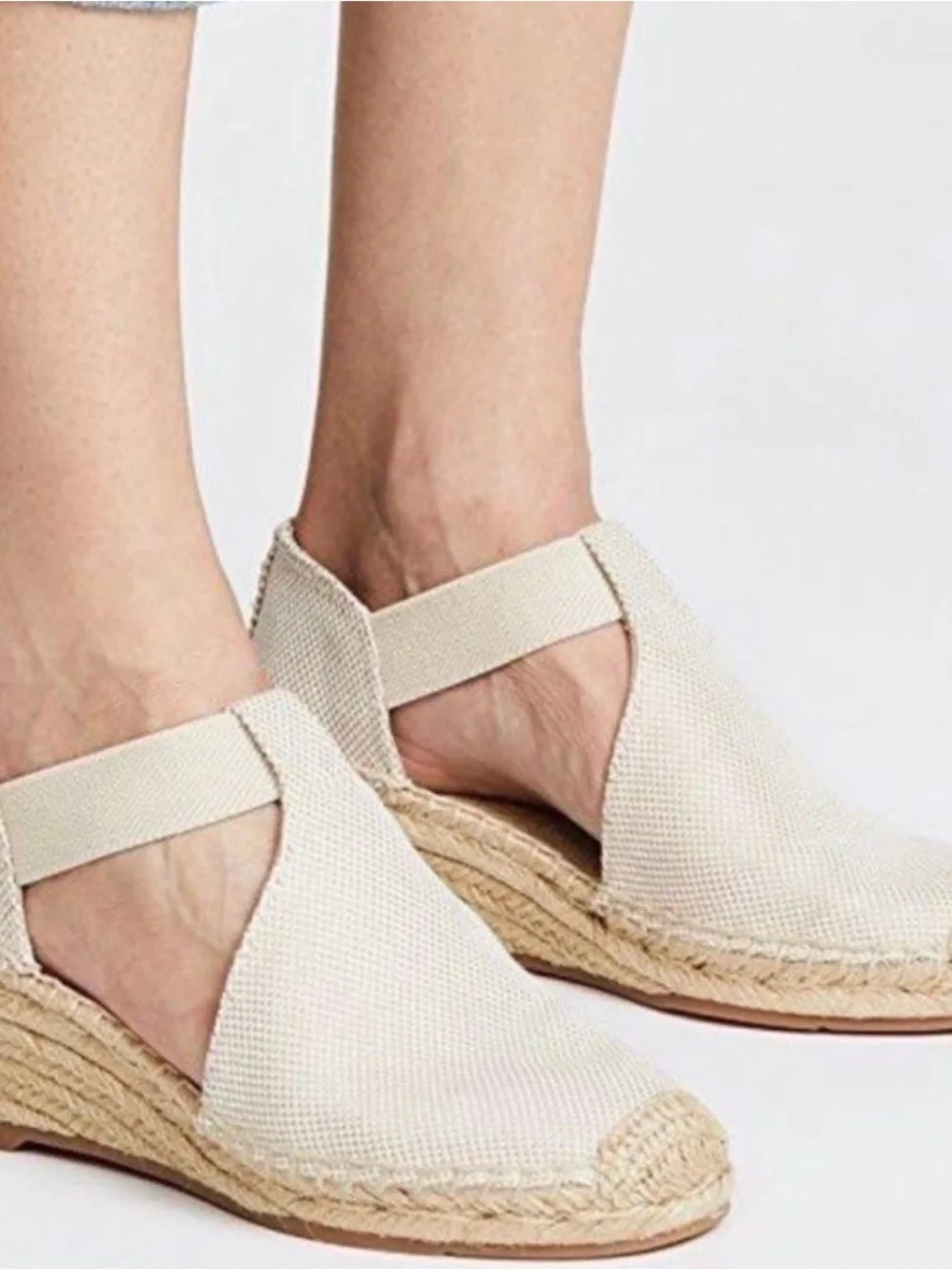 Tory Burch Catalina Espadrille Elastic Band Wedge Sandals Size 8 IMMACULATE
